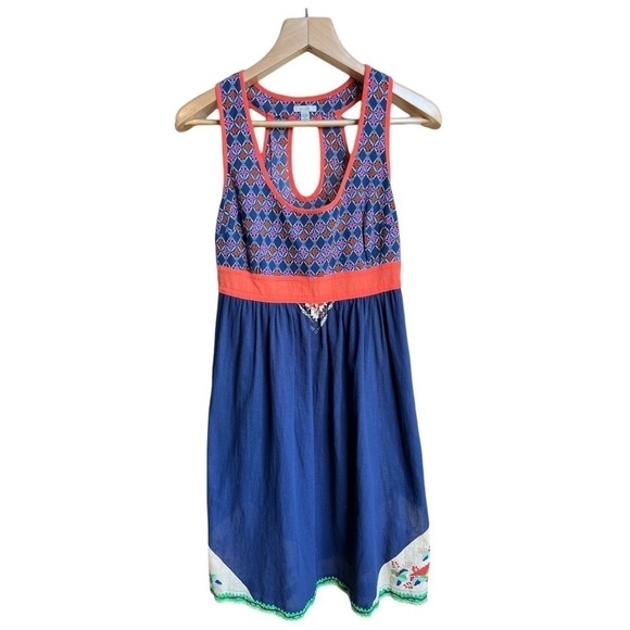 Ecote from Urban Outfitters Navy Blue Boho Cutout Pocket Mini Dress, Medium - Picture 1 of 11